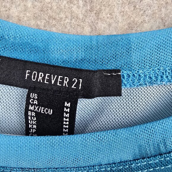 Forever 21 Womens Blue Tie-Dye Short Sleeve Cropped Mesh Tee Shirt Size Medium - Picture 4 of 6